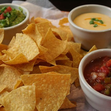 CHIPS, SALSA, QUESO, GUACAMOLE (Catered Buffet Style)