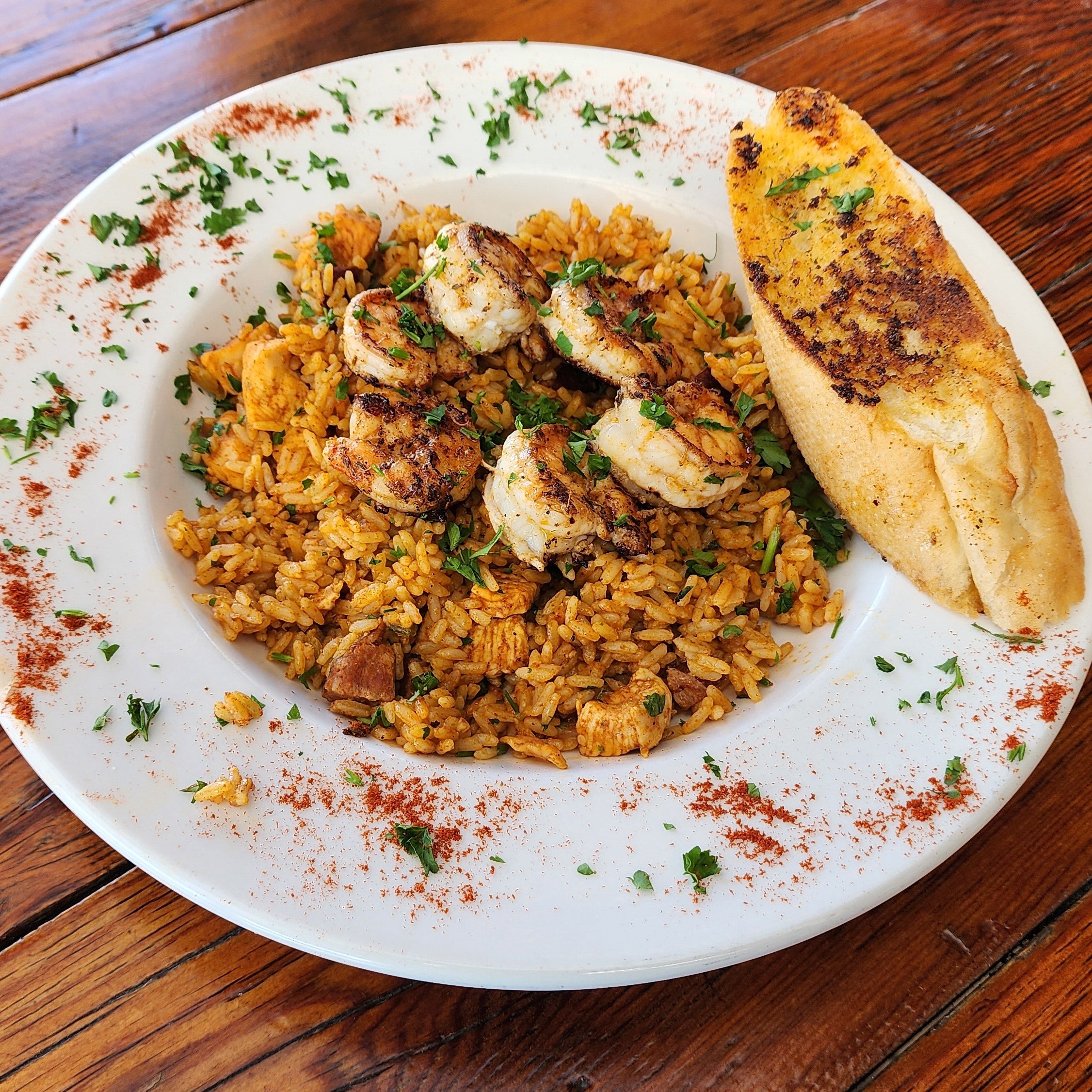 Louisiana Jambalaya Topped with Blackened Shrimp (Half Pan or Full Pan)