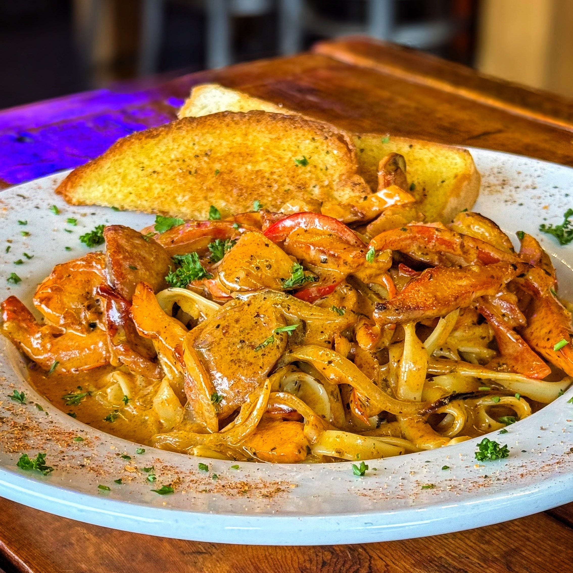 LUNCH CAJUN CHICKEN & ANDOUILLE SAUSAGE PASTA