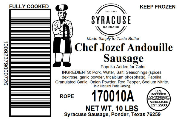 Chef Joseph Smoked Andouille Sausage Rope (1/10 LB Case)